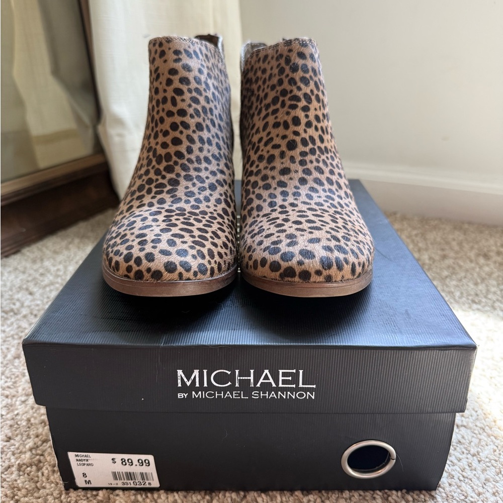 Michael Shannon Leopard Print Ankle Boots